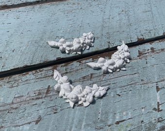ROSES SWAGS / Rose Garland Furniture Appliques Onlays Mouldings Set of 3 / FLEXIBLE!