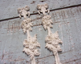 Rose Bouquet Drops / FURNITURE APPLIQUES / Set of 2 / Architectural Rose Drops Onlays Mouldings  / Crafts / flexible