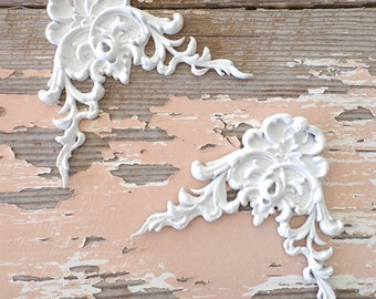 Shabby Chic Furniture Appliques Onlay Mouldings Architectural Carved Corners FLEXIBLE Set of 2
