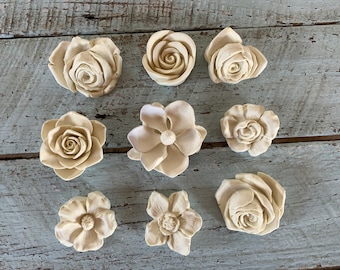 ROSES Bouquets Wedding white FLOWERS 9 Pc Furniture Appliques Onlays