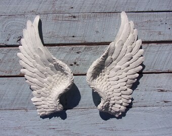 ANGEL WINGS Large  Shabby Chic Style White Wall Decor Angel Wings NEW!