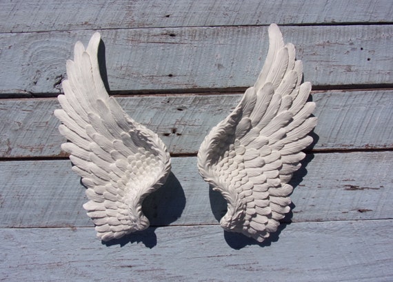 ANGEL WINGS Large Shabby Chic Style White Wall Decor Angel Wings NEW!