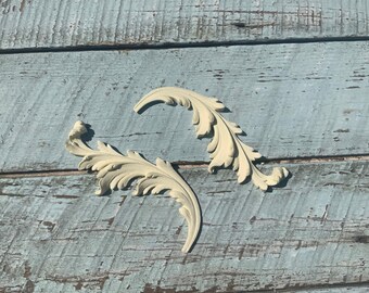 FLORAL LEAVES Pair Furniture Appliques Onlays Architectural Mouldings FLEXIBLE!