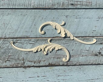 FLORAL SCROLLS Pair Furniture Appliques Onlays Mouldings FLEXIBLE!