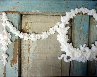 French Rose Wreath with Swags and Drops FURNITURE APPLIQUES OnlaysMouldings Flexible!