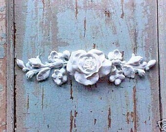 Shabby Chic Furniture Appliques / Rose Center with Vines / Flexible / Paintable / Stainable!  Cottage Chic!