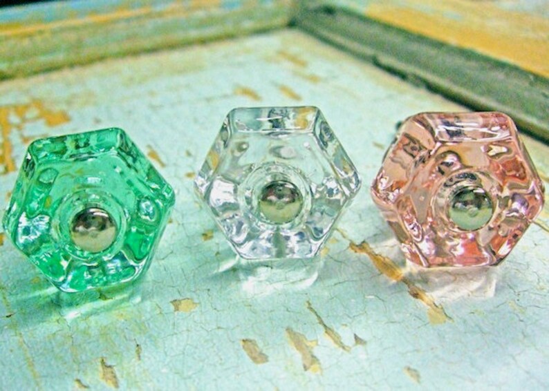 Shabby Chic Glass Knobs VINTAGE Furniture Knobs Shabby Chic Etsy