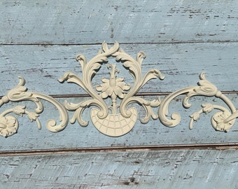 FLORAL CREST Large Furniture Onlay Appliques Mouldings FLEXIBLE!