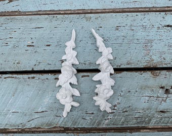 ROSES FLORAL DROPS Large  (set of 2) Furniture Appliques Onlays Flexible Architectural mouldings