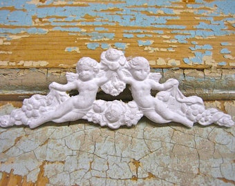 Shabby Chic Cherub Angel Wings Furniture Appliques Onlays Mouldings / Flexible / Paintable / Stainable