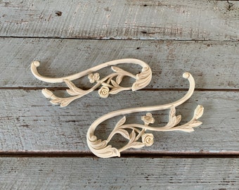 Floral Scrolls Pair Furniture Appliques FLEXIBLE Onlays Mouldings decorative trims