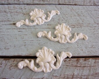 Shabby Chic FURNITURE APPLIQUES  Architectural Floral Centers ( 3 pc )  Furniture Moldings Onlays Ornaments Antique Reproductions
