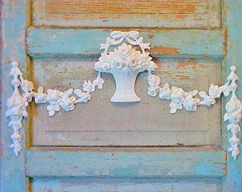 Shabby Chic Rose Furniture Appliqués Rose vines Swags Basket rose drops Cottage chic decor Architectural onlays