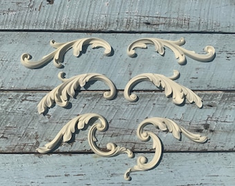Furniture Appliques FLORAL SCROLLS FLEXIBLE Onlays Mouldings New!
