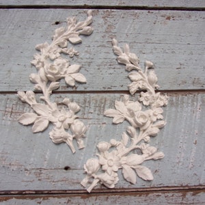 FURNITURE APPLIQUES Shabby Chic Roses LARGE Vines Furniture Onlays Mouldings / Handmade Vintage Architectural Furniture Ornaments Crafts