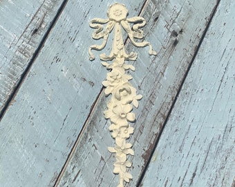 ROSE  FURNITURE APPLIQUES Large Floral Drop / Flexible Paintable Furniture Mouldings Onlays Architectural