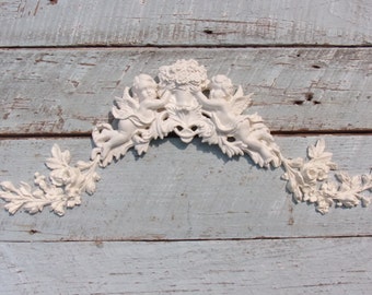 Shabby Chic Rose Bouquet Angel  FURNITURE APPLIQUES Mouldings Onlays   Architectural Floral Center Handmade USA !
