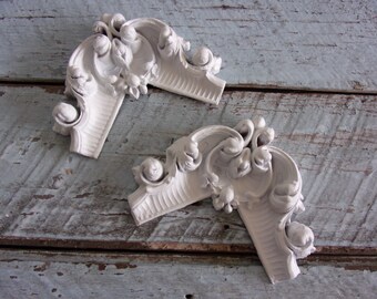 FURNITURE APPLIQUES Shabby Chic French Corners ( Pair ) Flexible Paintable Furniture Onlays Architectural moldings /  Made in the USA