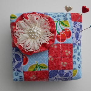 Red - White - Blue - Pincushion - with crushed walnut shells - keep your pins sharp and lubricated- sewer gift
