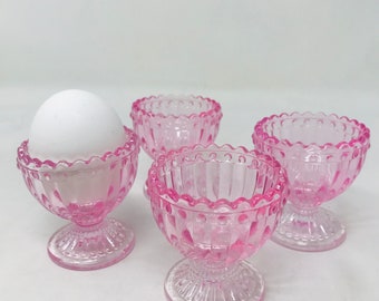 Pink glass Egg Cups Set of (4)