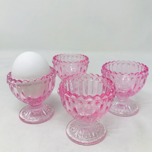 Pink glass Egg Cups Set of (4)