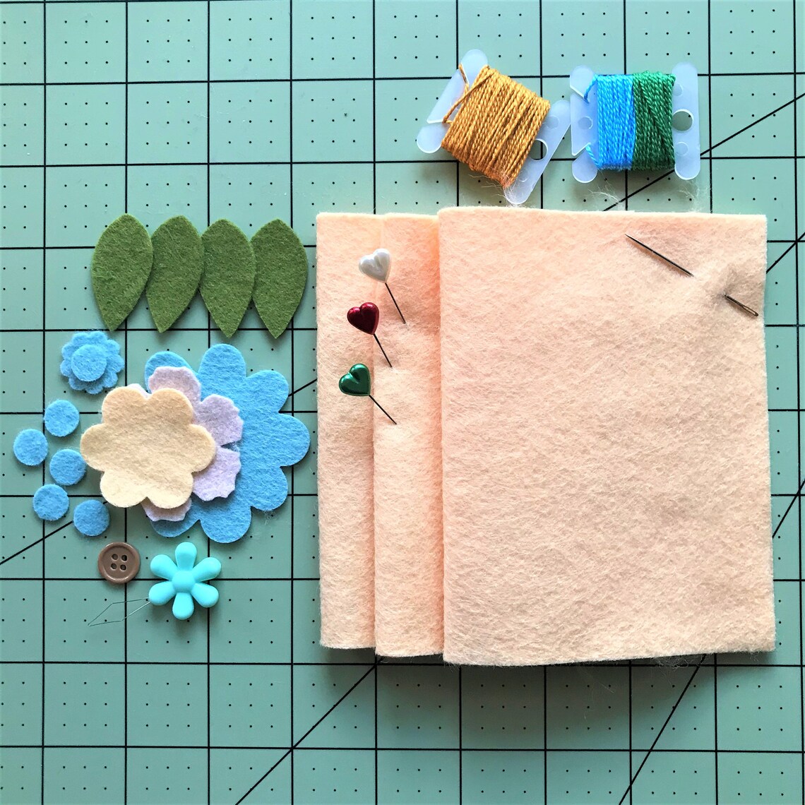 Spring Garden DIY Felt Needle Case Kit Needle Book Kit Etsy