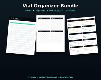 Peptide Vial Organizer Bundle | Labels, Log, Box Map (PDF Download)