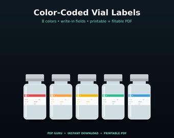 Color-Coded Peptide Vial Labels | Write-In Template (PDF Download)