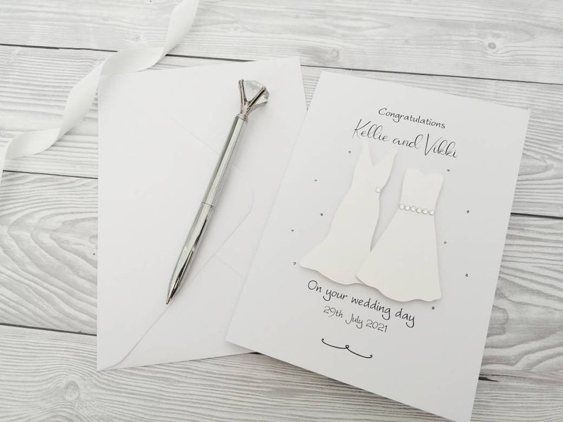 Same Sex Gay Wedding Card Wedding Outfits Card Custom Card. Wedding Day Card Brides Card Personalised Handmade Mrs and Mrs Card