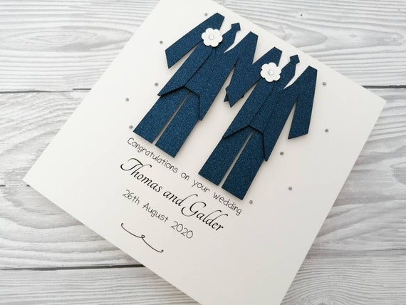 Same Sex Gay Wedding Card Wedding Outfits Card Custom Card. Wedding Day Card Brides Card Personalised Handmade Mrs and Mrs Card