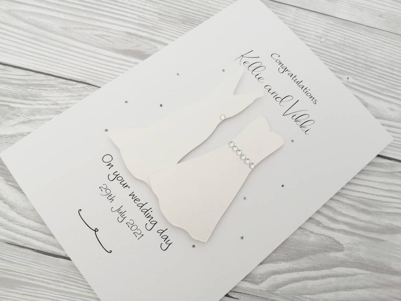 Same Sex Gay Wedding Card Wedding Outfits Card Custom Card. Wedding Day Card Brides Card Personalised Handmade Mrs and Mrs Card