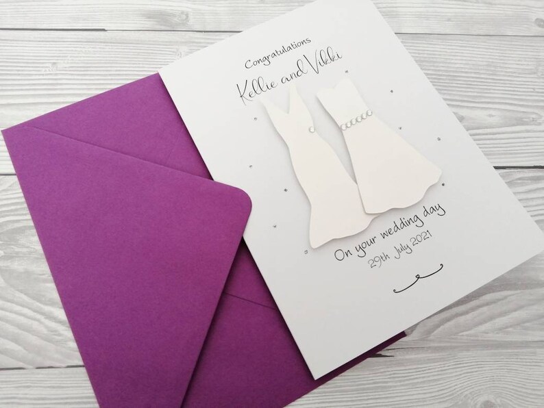 Same Sex Gay Wedding Card Wedding Outfits Card Custom Card. Wedding Day Card Brides Card Personalised Handmade Mrs and Mrs Card