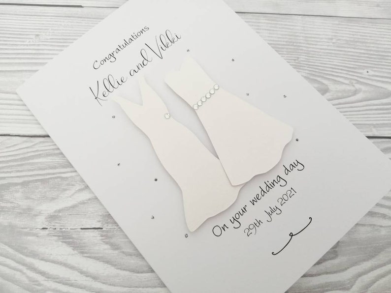 Same Sex Gay Wedding Card Wedding Outfits Card Custom Card. Wedding Day Card Brides Card Personalised Handmade Mrs and Mrs Card