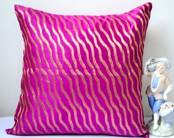 Deep Fuchsia Pillow Cover Pink Pillows Throw Pillow Cover Fuchsia Gold Color