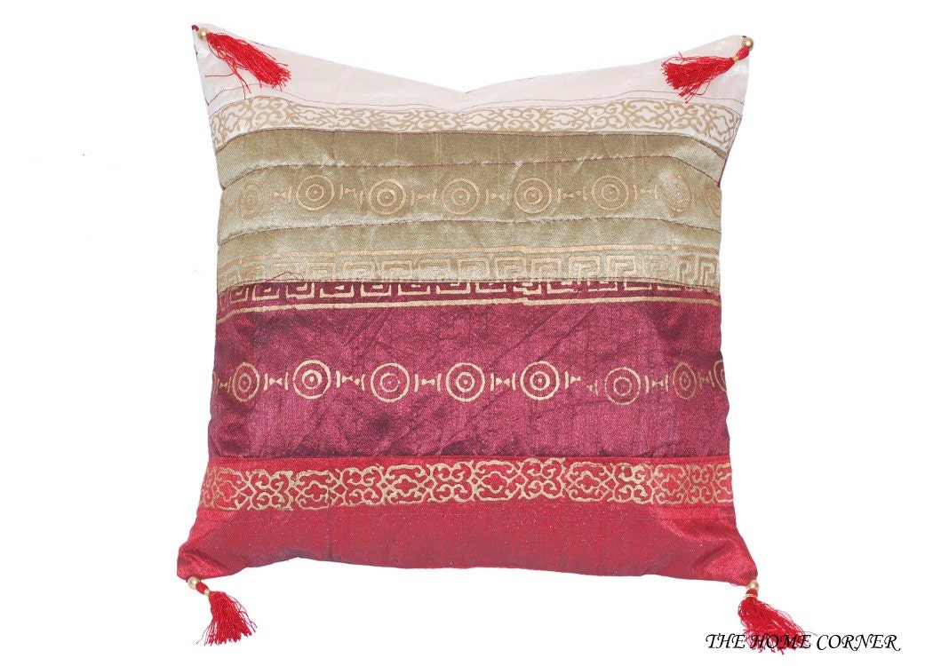 Red Brown Gold Pillow Cover Throw Pillow Pillow Cover Etsy