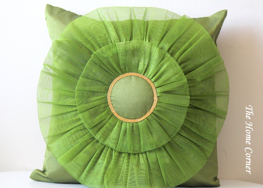 Green Throw Pillow Green Silk Pillow Green Cushion Cover Etsy