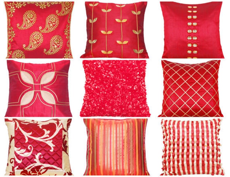 Red Brown Gold Pillow Cover Throw Pillow Pillow Cover Etsy