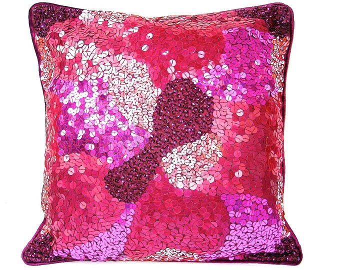 Pink Sequin Pillow Plum Throw Pillow Pink Cushion Decorative Pillow