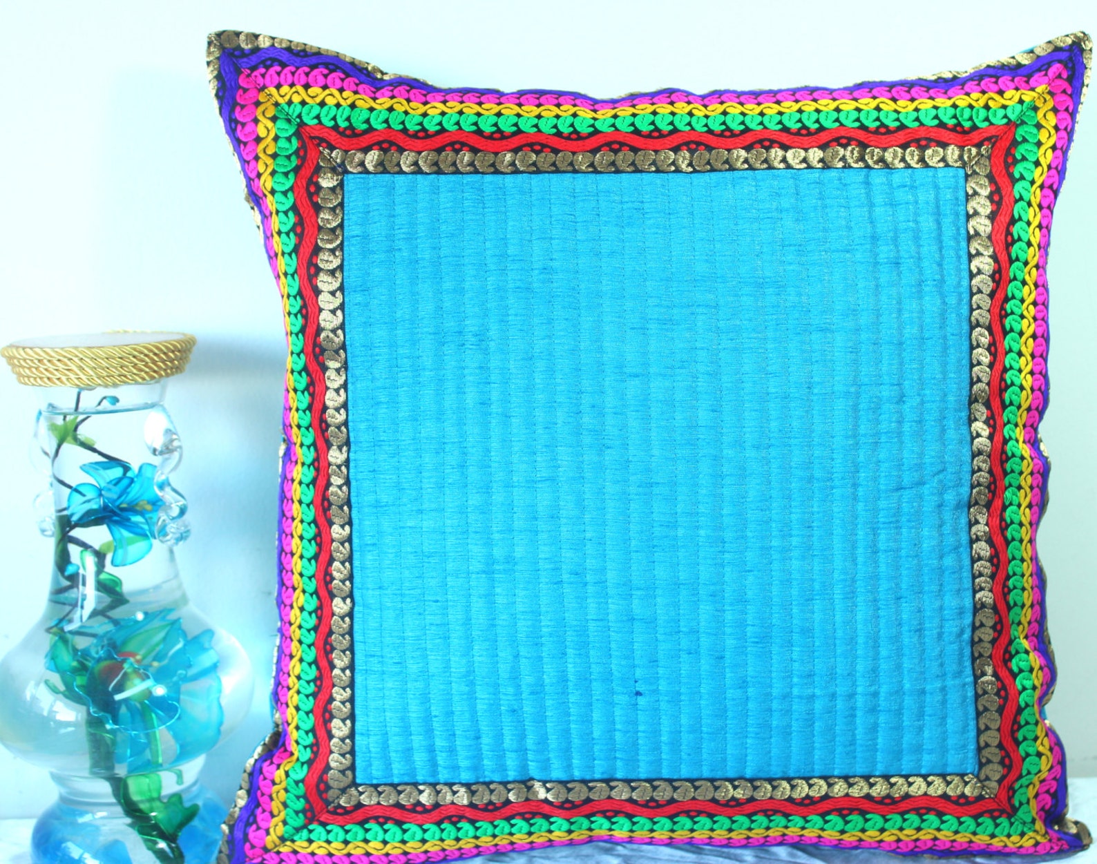 Teal Blue Throw Pillow Colorful Pillow Throw Pillow Cover Blue Etsy