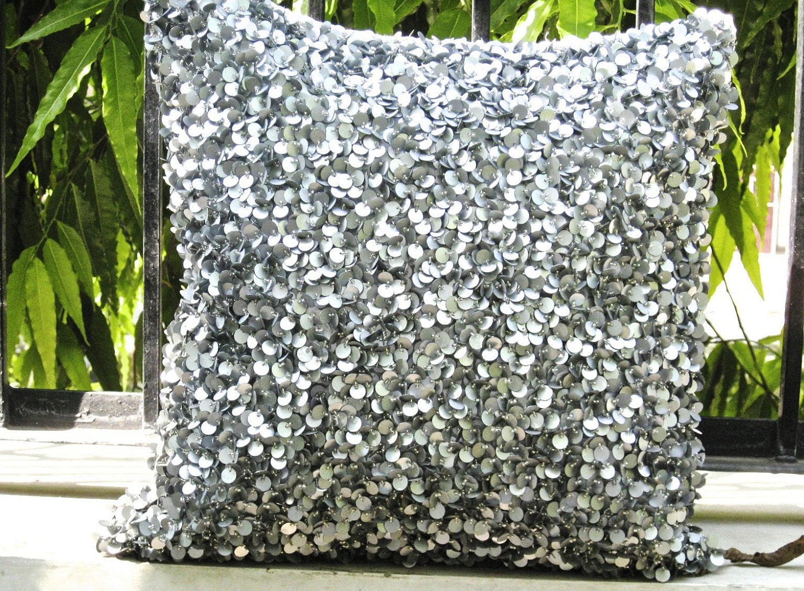 Sequin Throw Pillow Silver Throw Pillow Glitter Pillow Shimmer Etsy