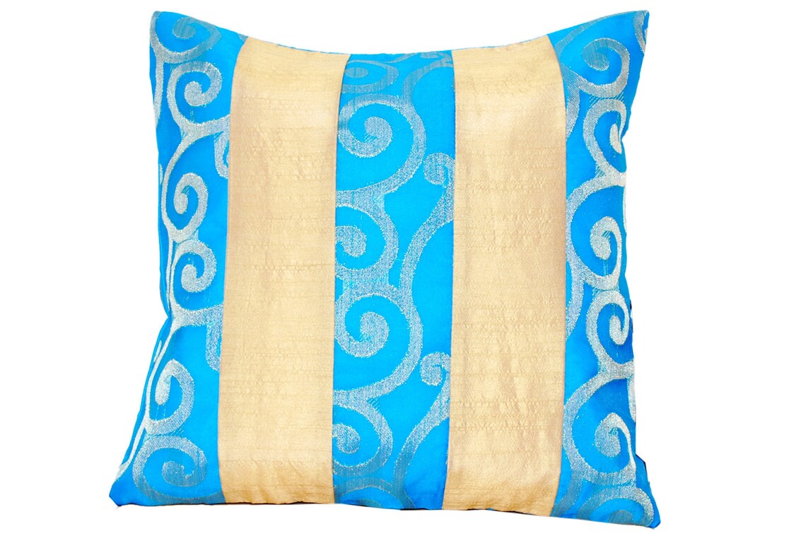 Turquoise Throw Pillow Blue Throw Pillow Blue Cushion Etsy