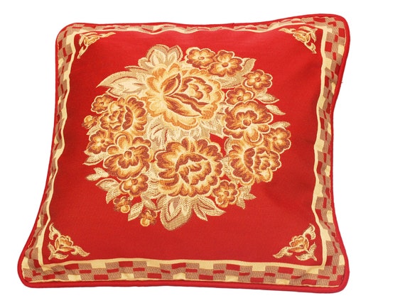 Maroon Throw Pillow Red Throw Pillow Cover Floral Pillow Etsy