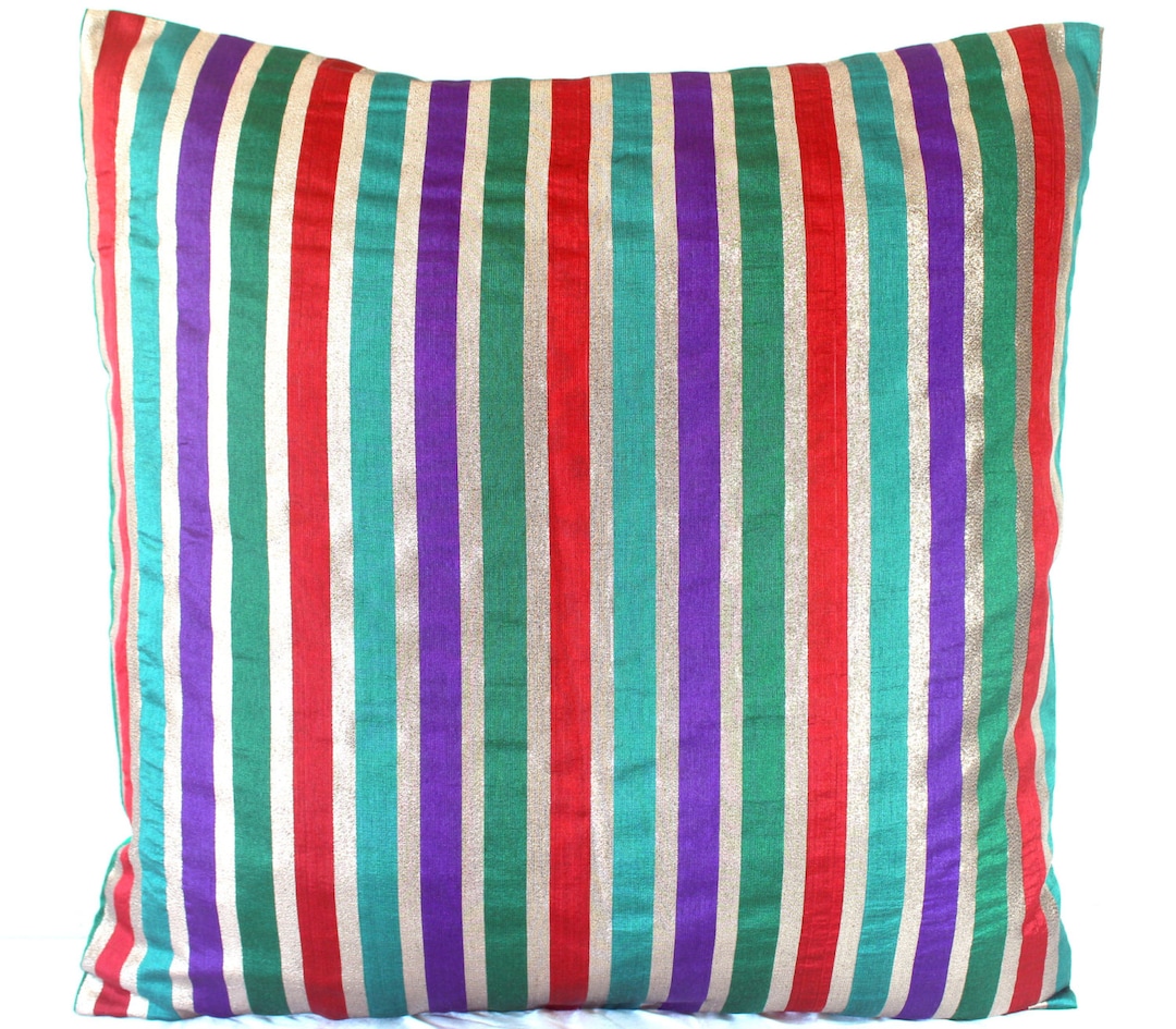 Colorful Throw Pillow Striped Pillow Contemporary Decor Accent Etsy