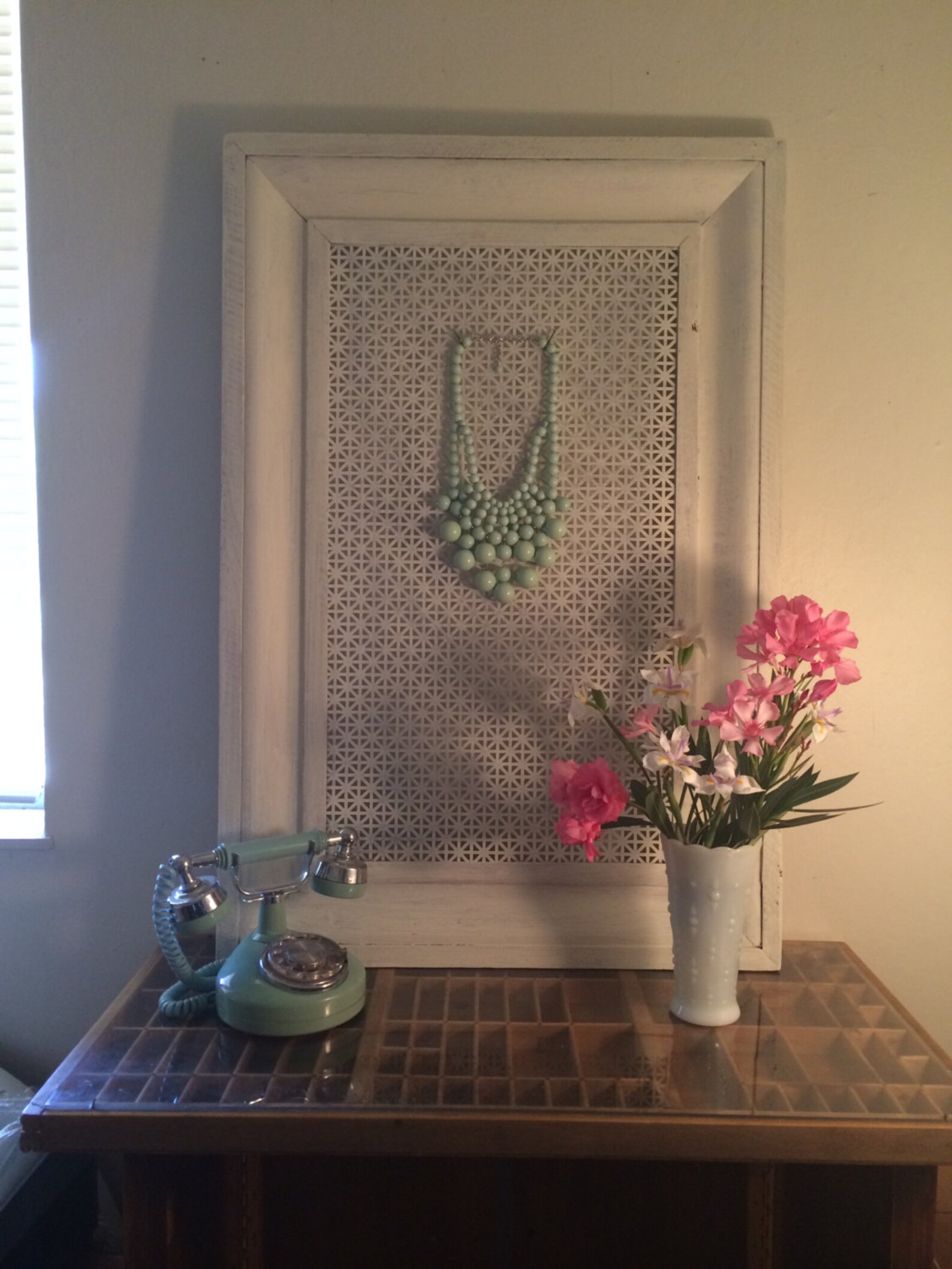 Vintage Picture Frame Jewelry Display in White Wash Etsy