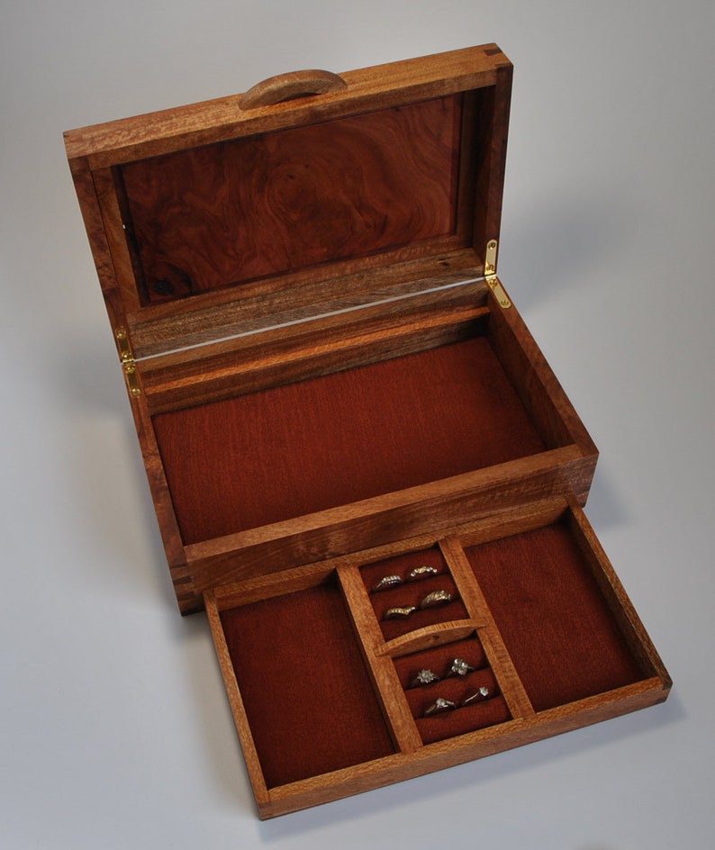 Timber Jewellery Box Queensland Maple and RedGum Burl Etsy