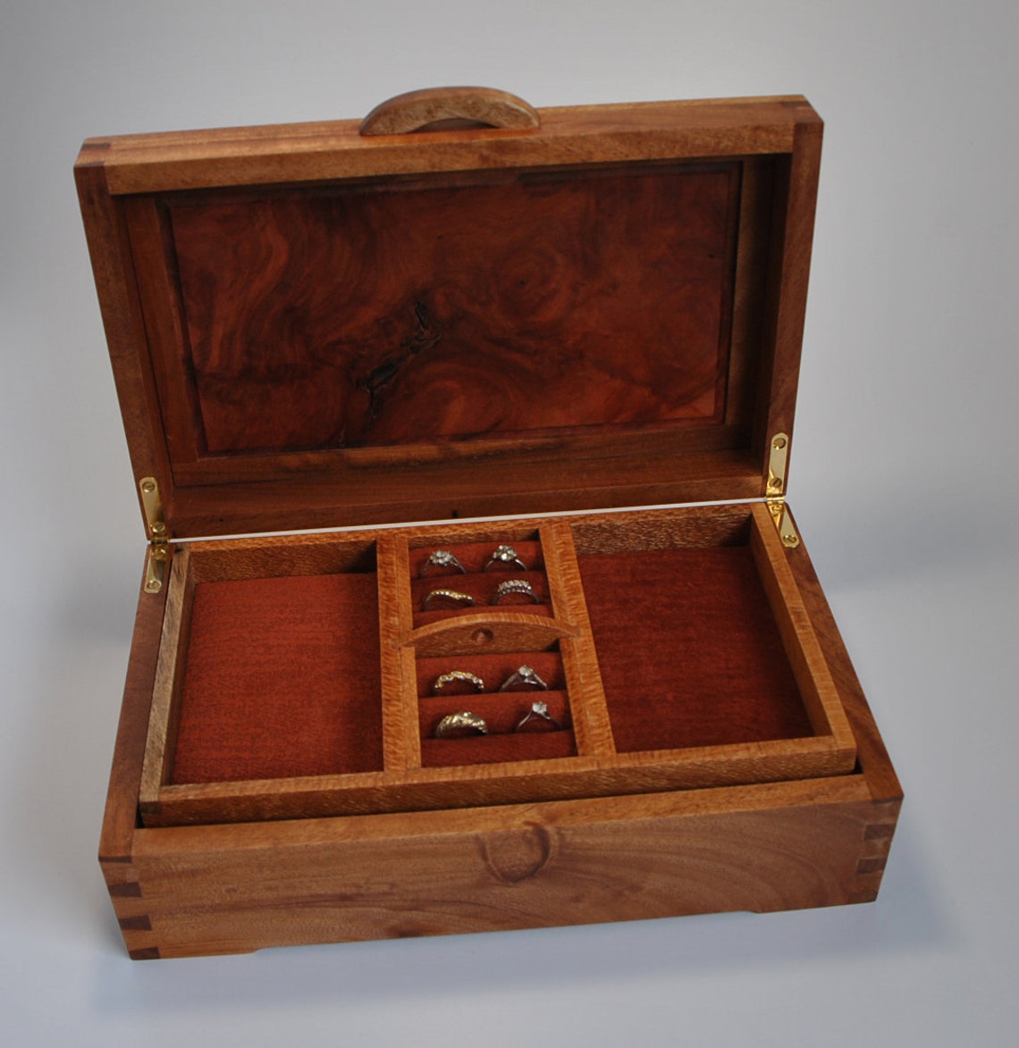 Timber Jewellery Box Queensland Maple and RedGum Burl Etsy