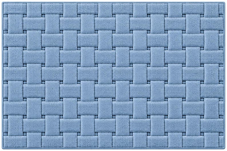 Blue Tufted Area Rug, Textured Basket Weave Carpet, Handmade Modern Rug ...