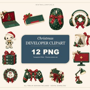 Developer Christmas PNG Bundle: 12 Festive Clipart Designs