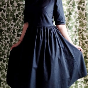 robe noir rétro/ robe 50's/ robe noire vintage/robe baby doll/ manches 3/4, robe witchy/ dark cottagecore image 5