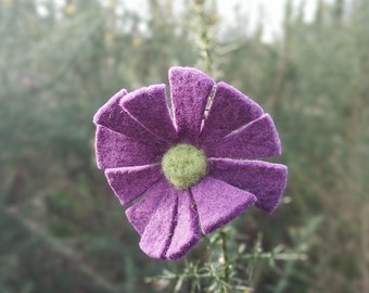 barrette marguerite, violet/vert pour les cheveux, fleur en laine, barrette fée, coiffure féerique, cottagecore/ fairycore